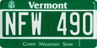 VT license plate NFW490