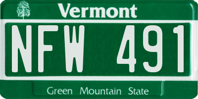VT license plate NFW491