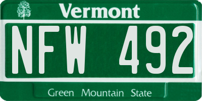 VT license plate NFW492