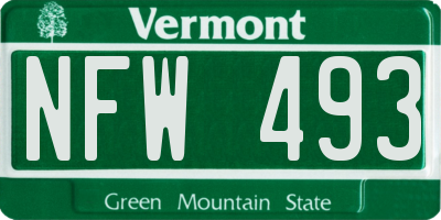 VT license plate NFW493