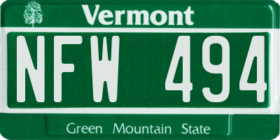 VT license plate NFW494