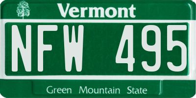 VT license plate NFW495