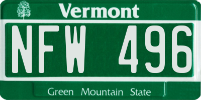 VT license plate NFW496