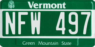 VT license plate NFW497
