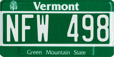 VT license plate NFW498