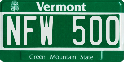 VT license plate NFW500