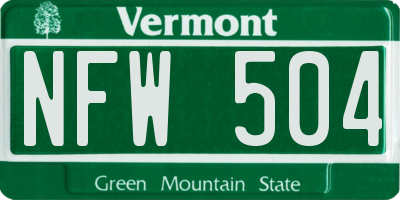 VT license plate NFW504
