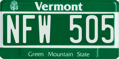 VT license plate NFW505