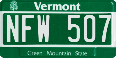 VT license plate NFW507