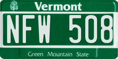 VT license plate NFW508