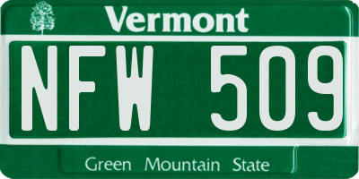 VT license plate NFW509
