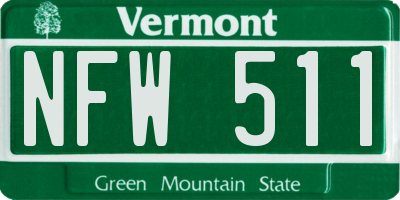 VT license plate NFW511