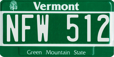 VT license plate NFW512