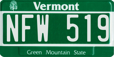 VT license plate NFW519