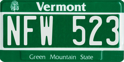 VT license plate NFW523