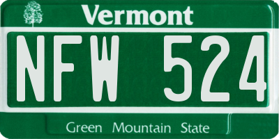 VT license plate NFW524