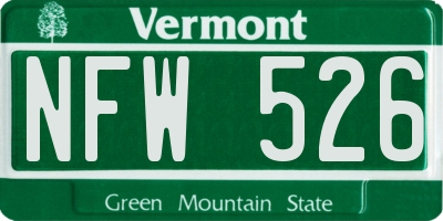 VT license plate NFW526