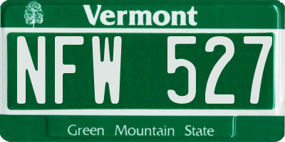 VT license plate NFW527