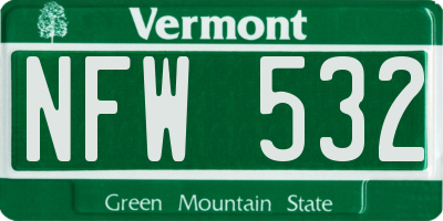 VT license plate NFW532