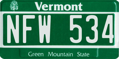 VT license plate NFW534