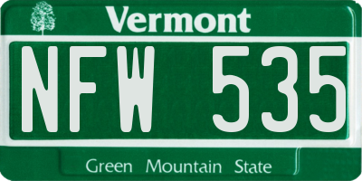 VT license plate NFW535
