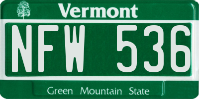 VT license plate NFW536