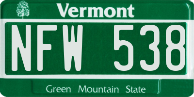 VT license plate NFW538