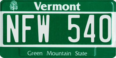 VT license plate NFW540