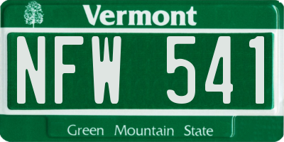 VT license plate NFW541