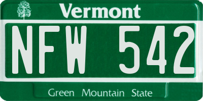 VT license plate NFW542