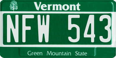 VT license plate NFW543