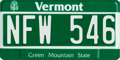VT license plate NFW546
