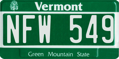 VT license plate NFW549