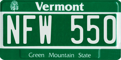 VT license plate NFW550