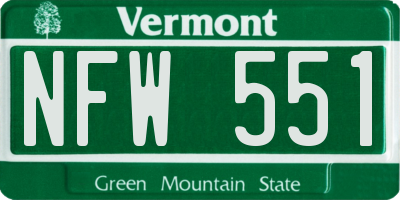 VT license plate NFW551