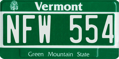 VT license plate NFW554