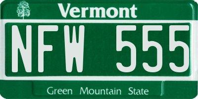 VT license plate NFW555