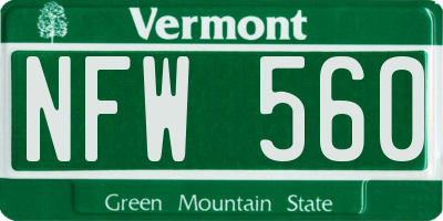 VT license plate NFW560