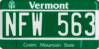 VT license plate NFW563