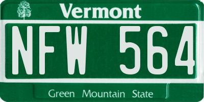 VT license plate NFW564