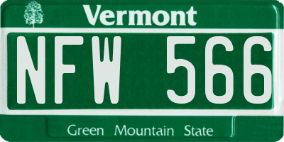 VT license plate NFW566