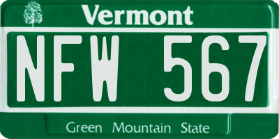 VT license plate NFW567