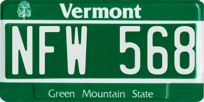 VT license plate NFW568
