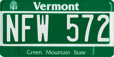 VT license plate NFW572