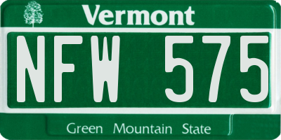 VT license plate NFW575