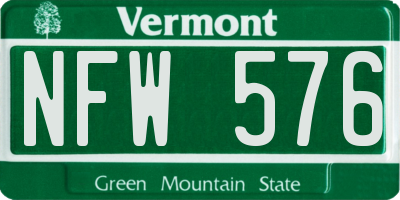 VT license plate NFW576