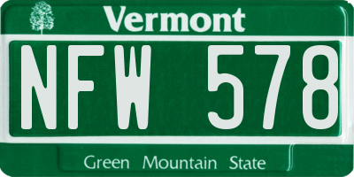 VT license plate NFW578
