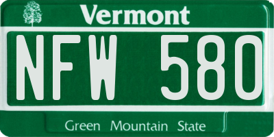 VT license plate NFW580