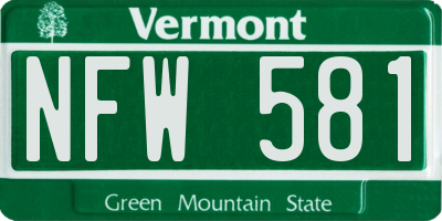 VT license plate NFW581