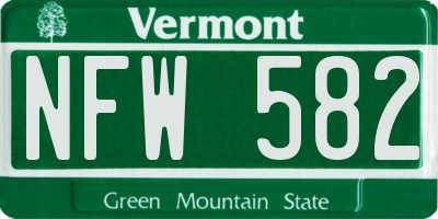 VT license plate NFW582